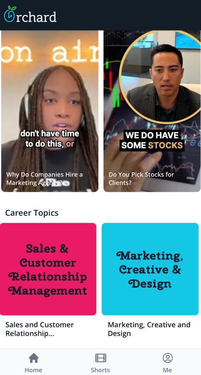 Orchard homepage mobile