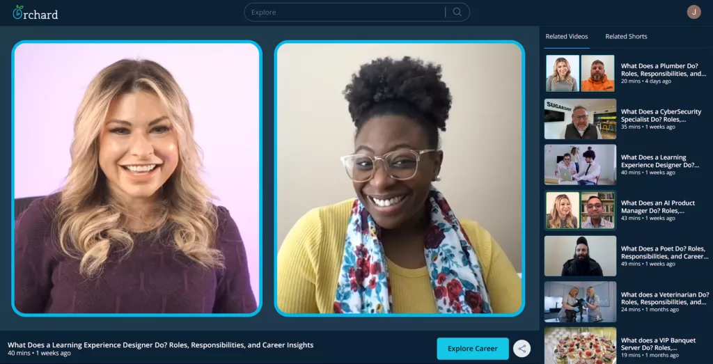 Screenshot of an Orchard interview with a